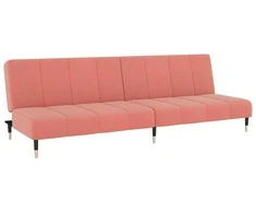 Dvivietė sofa-lova, rožinės spalvos, aksomas
