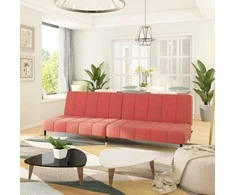Dvivietė sofa-lova, rožinės spalvos, aksomas