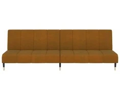 Dvivietė sofa-lova, rudos spalvos, aksomas