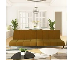 Dvivietė sofa-lova, rudos spalvos, aksomas
