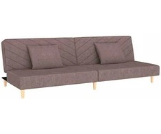 Dvivietė sofa-lova su dvejomis pagalvėmis, taupe, audinys