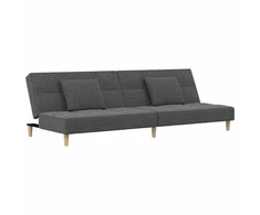 Dvivietė sofa-lova su dvejomis pagalvėmis, pilka, audinys
