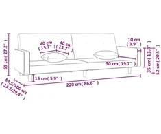 Dvivietė sofa-lova su dvejomis pagalvėmis, pilka, audinys