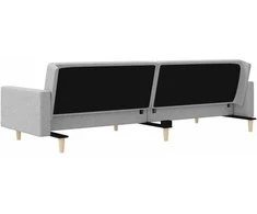 Dvivietė sofa-lova su dvejomis pagalvėmis, pilka, audinys