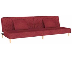 Dvivietė sofa-lova su dvejomis pagalvėmis, vyno, audinys