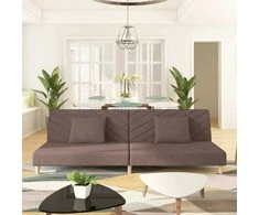 Dvivietė sofa-lova su dvejomis pagalvėmis, taupe, audinys