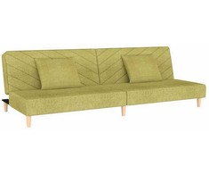 Dvivietė sofa-lova su dvejomis pagalvėmis, žalia, audinys