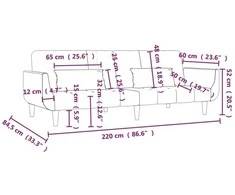 Dvivietė sofa-lova su dvejomis pagalvėmis, pilka, audinys