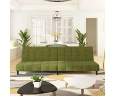 Dvivietė sofa-lova, šviesiai žalios spalvos, aksomas