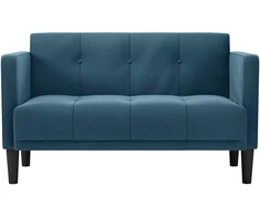 Dvivietė sofa, mėlyna, 111 cm, aksomas