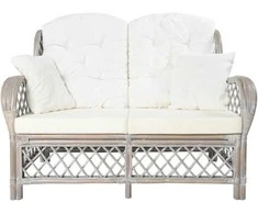 Dvivietė sofa, pilkos spalvos, ratanas