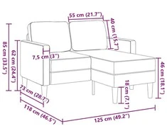 dvivietė sofa su gultu L formos debesies pilka 125 cm audinys
