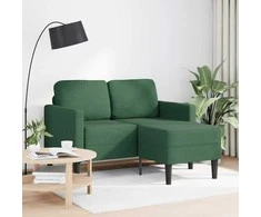 dvivietė sofa su gultu L formos tamsiai žalia 125 cm linas