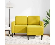 dvivietė sofa su gultu L formos geltona 125 cm aksomas