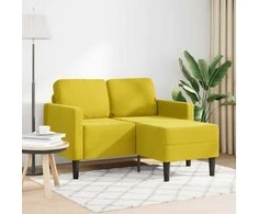 dvivietė sofa su gultu L formos geltona 125 cm aksomas