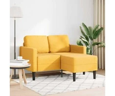 dvivietė sofa su gultu L formos šviesiai geltona 125cm patalynė