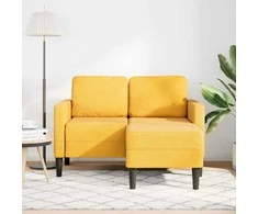 dvivietė sofa su gultu L formos šviesiai geltona 125cm patalynė
