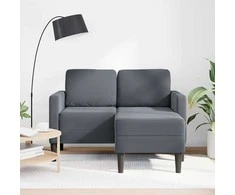 dvivietė sofa su gultu L formos tamsiai pilka 125 cm aksomas