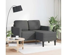 Dvivietė sofa su šezlongu, L formos, tamsiai pilka, 125 cm, linas