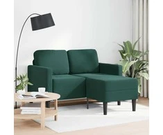 dvivietė sofa su gultu L formos tamsiai žalia 125 cm aksomas