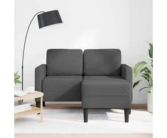 Dvivietė sofa su šezlongu, L formos, tamsiai pilka, 125 cm, linas