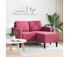 dvivietė sofa su gultu L formos vyno raudona 125 cm aksomas