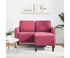 dvivietė sofa su gultu L formos vyno raudona 125 cm aksomas