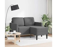 Dvivietė sofa su šezlongu, L formos, tamsiai pilka, 125 cm, audinys