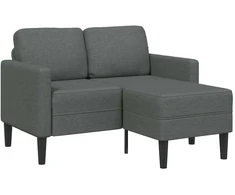 Dvivietė sofa su šezlongu, L formos, tamsiai pilka, 125 cm, audinys