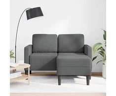 Dvivietė sofa su šezlongu, L formos, tamsiai pilka, 125 cm, audinys