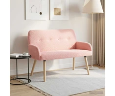 Dvivietė sofa su medžio masyvo kojelėmis Rožinė Bouclé