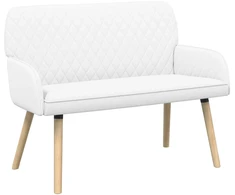 Dvivietė sofa su medžio masyvo kojelėmis 2 vietos Balta