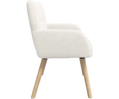 Dvivietė sofa su medžio masyvo kojelėmis Kreminė Bouclé