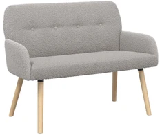 Dvivietė sofa su medžio masyvo kojelėmis Šviesiai pilka Bouclé