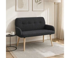 Dvivietė sofa su medžio masyvo kojelėmis Tamsiai pilka Bouclé