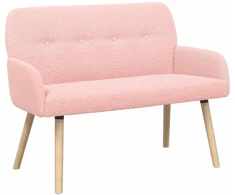 Dvivietė sofa su medžio masyvo kojelėmis Rožinė Bouclé