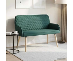 Dvivietė sofa su medžio masyvo kojelėmis 2 vietos Tamsiai žalia