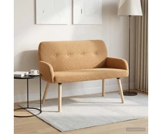 Dvivietė sofa su medžio masyvo kojelėmis Smėlio Bouclé