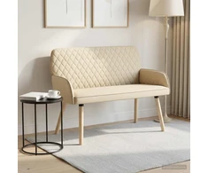 Dvivietė sofa su medžio masyvo kojelėmis 2 vietos Kreminė