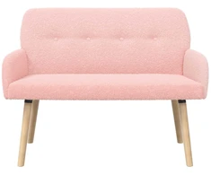 Dvivietė sofa su medžio masyvo kojelėmis Rožinė Bouclé