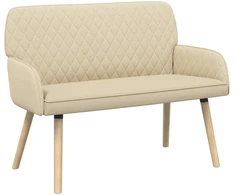 Dvivietė sofa su medžio masyvo kojelėmis 2 vietos Kreminė