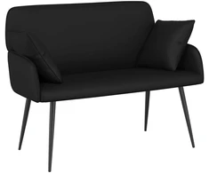 Dvivietė sofa su metalinėmis kojelėmis 2 vietos Juoda