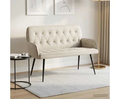 Dvivietė sofa su metalinėmis kojelėmis 2 vietos Kreminė Aksomas