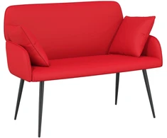 Dvivietė sofa su metalinėmis kojelėmis 2 vietos Raudona
