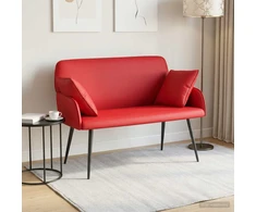 Dvivietė sofa su metalinėmis kojelėmis 2 vietos Raudona