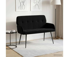 Dvivietė sofa su metalinėmis kojelėmis 2 vietos Juoda Aksomas