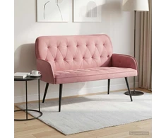 Dvivietė sofa su metalinėmis kojelėmis 2 vietos Rožinė Aksomas