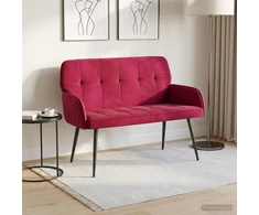 Dvivietė sofa su metalinėmis kojelėmis 2 vietos Vyno raudona