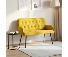 Dvivietė sofa su metalinėmis kojelėmis 2 vietos Geltona Aksomas