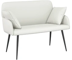 Dvivietė sofa su metalinėmis kojelėmis 2 vietos Balta